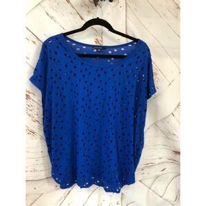 Chaus sport xl blue holey lace Top